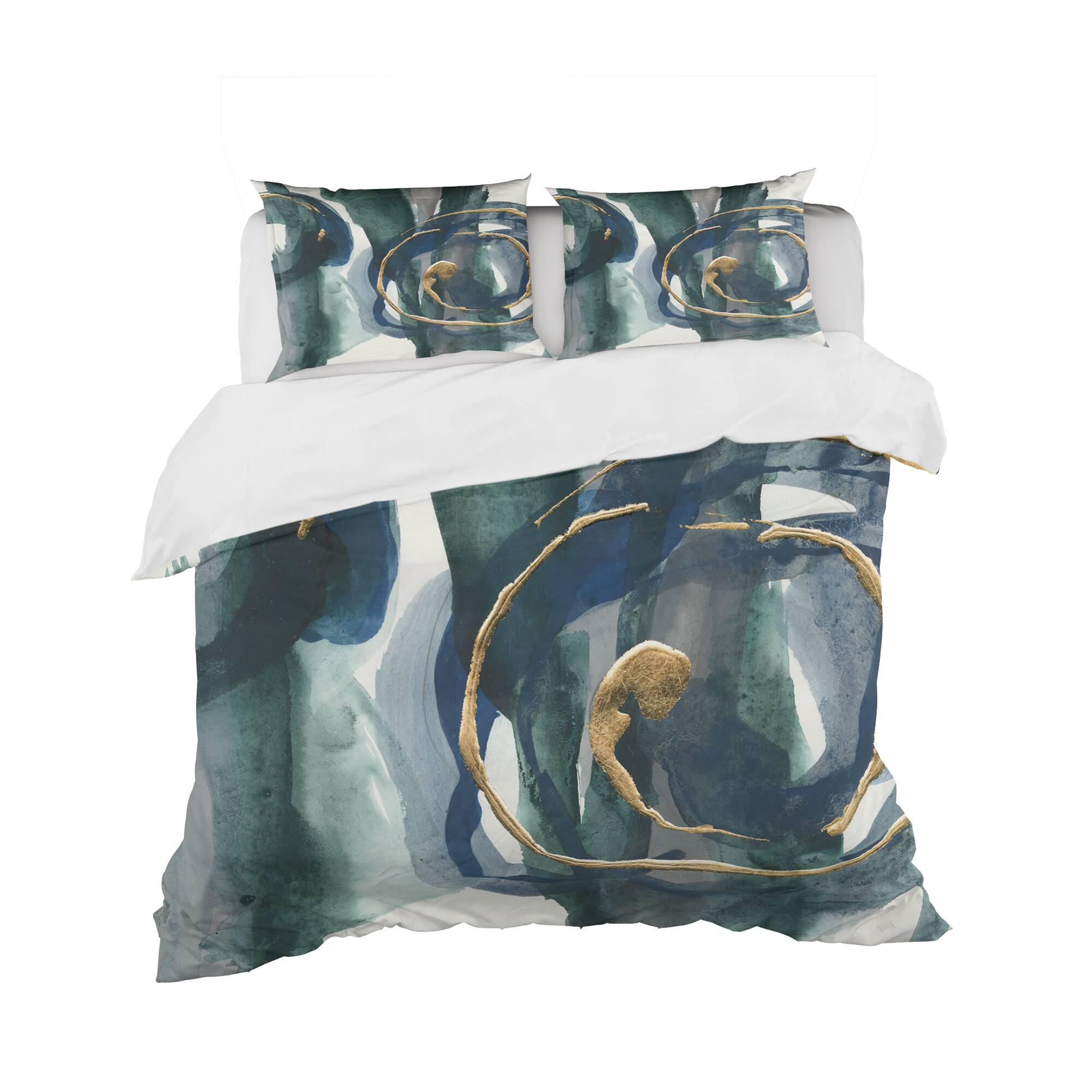 Designart 'Indigo and Gold III' Geometric Bedding Set